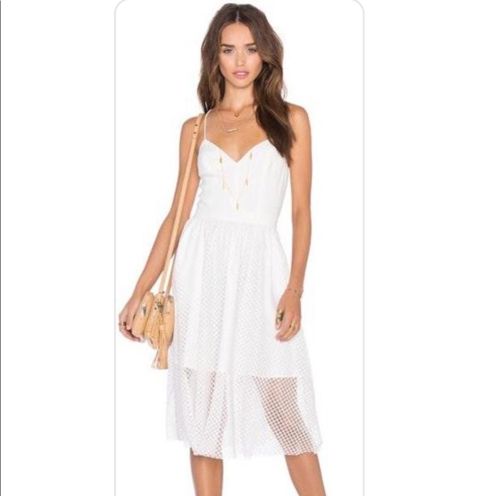 NBD White Midi Mesh Dress